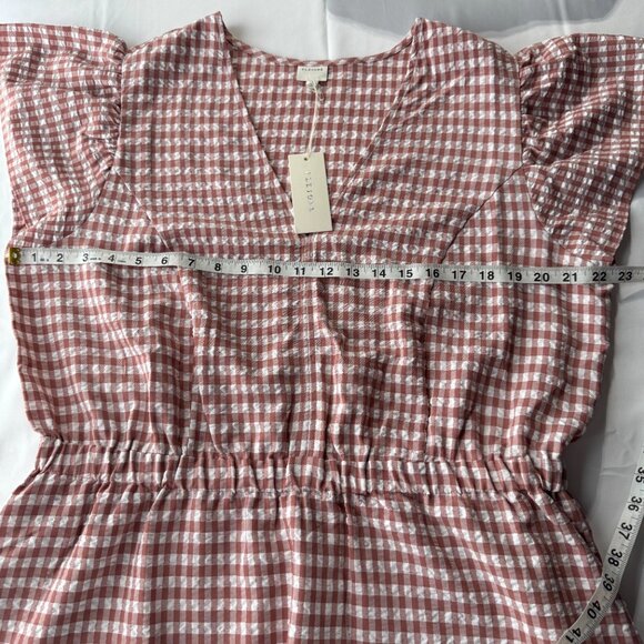 NWT Pleione Women's Puff Sleeve Dress Size‎ 1X Shoulder Ruffle Checkered - Picture 8 of 14
